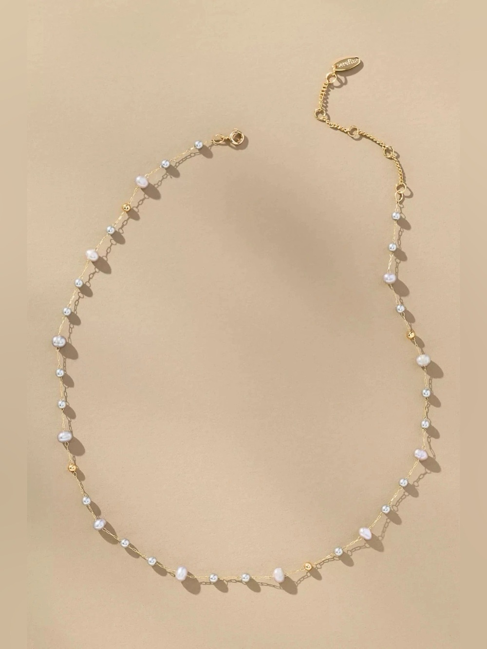 NWT Anthropologie Mixed Bead Dainty Necklace Pearl